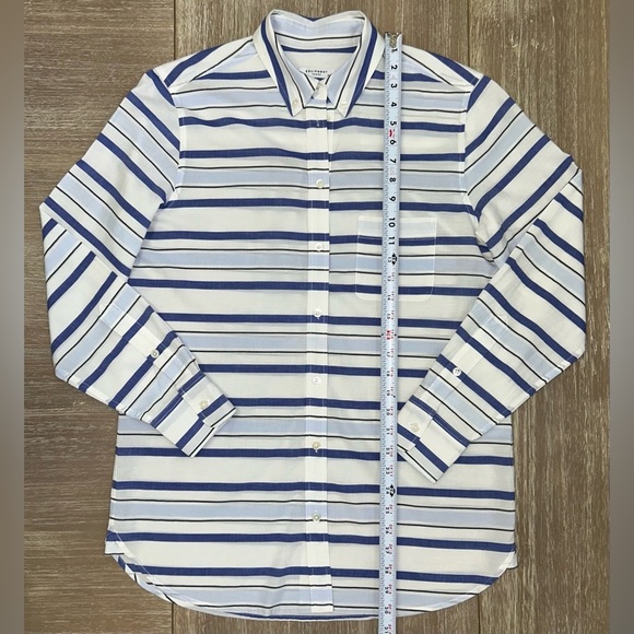 Equipment Femme Blue White Striped Cotton Button Down Shirt Classic Workwear S - Picture 11 of 11
